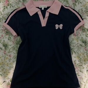 Polo Shirt w Pink Bow Embroidery